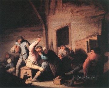  peasant Canvas - Carousing Peasants In A Tavern Dutch genre painters Adriaen van Ostade